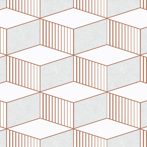 geometric angles boxes in cinnamon, reminiscent of MC Escher