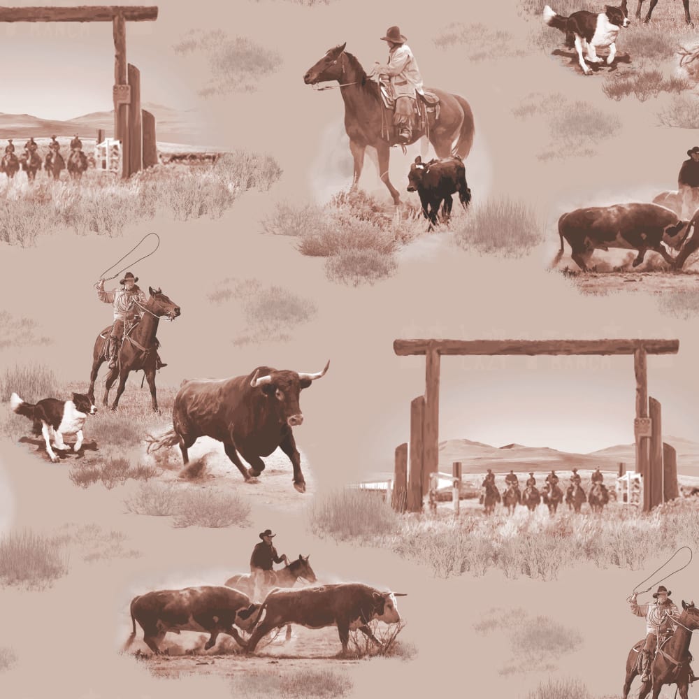 Cowboy Roundup Sepia Pattern