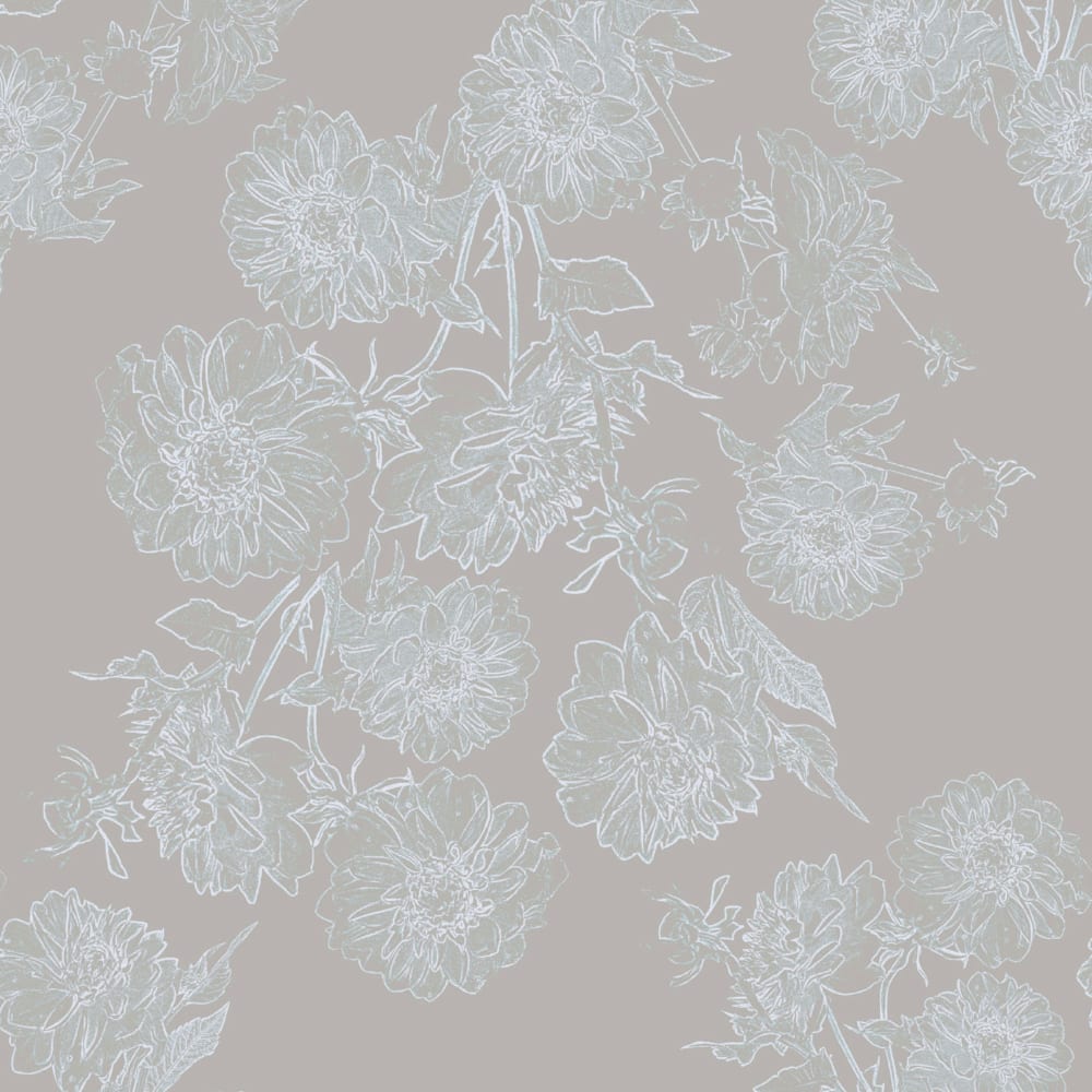 Dahlia Parton wallpaper pattern in full scale grey haze