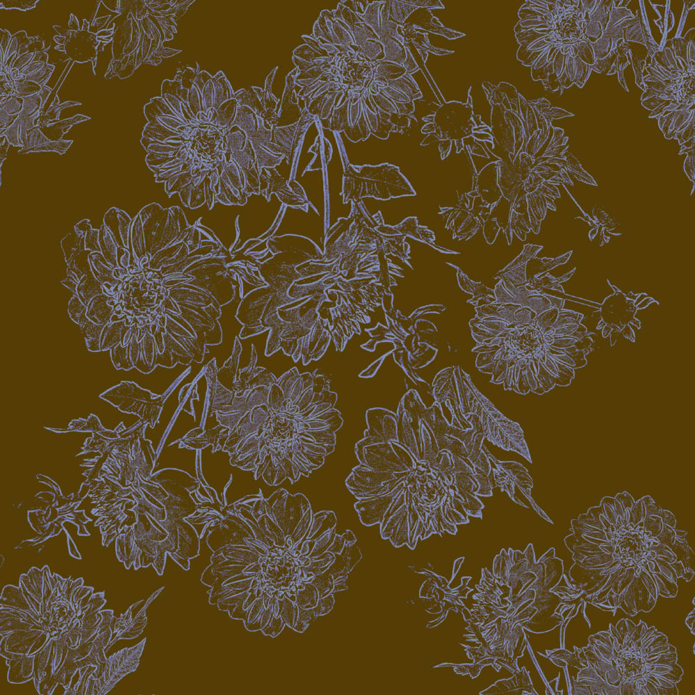 Dahlia Parton wallpaper pattern in full scale Mecca Gold