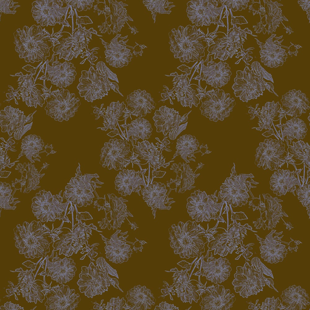 Dahlia Parton wallpaper pattern in half scale Mecca Gold