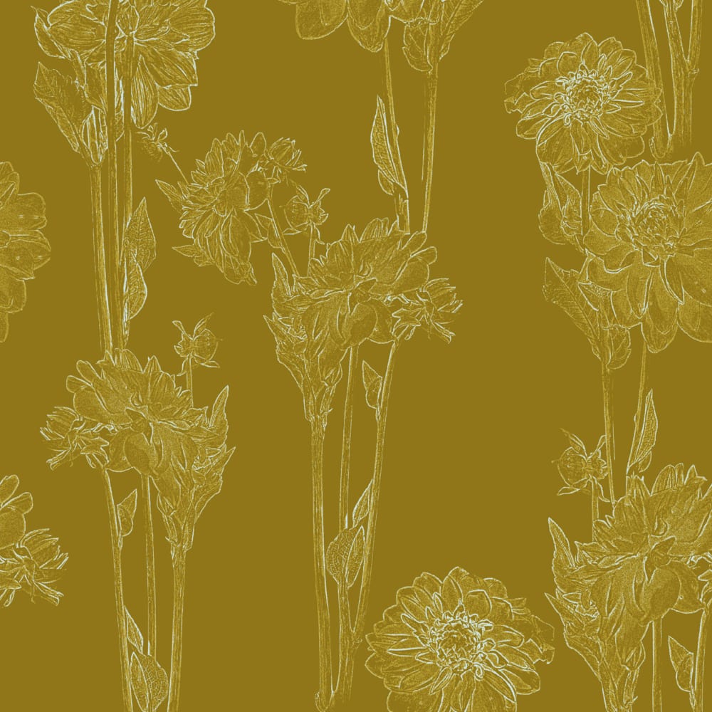 Hello Dahlia wallpaper pattern full scale in gold