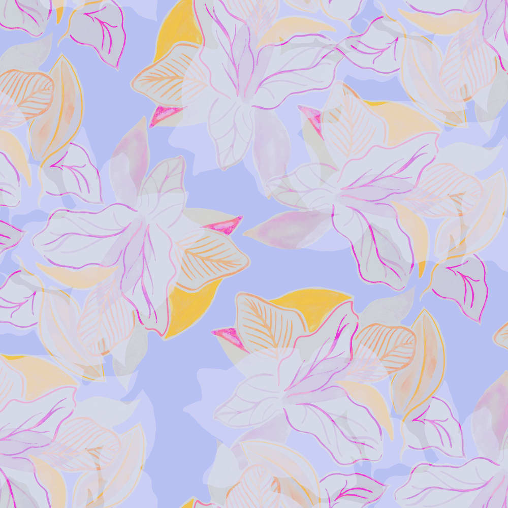 Hi-Biscus Bye-Biscus wallpaper pattern Full Scale in Purple