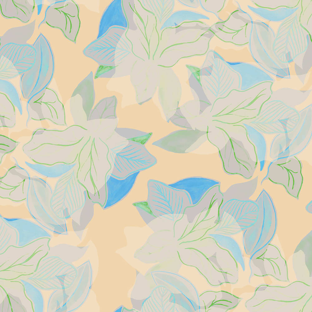 Hi-Biscus Bye-Biscus wallpaper pattern Half Scale in Yellow