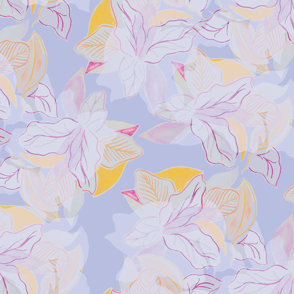 Hi-Biscus Bye-Biscus wallpaper pattern Half Scale in Purple