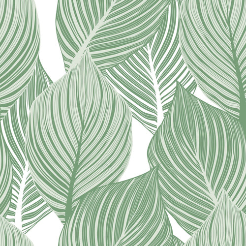 Tropical jungle leaf pattern, in green.