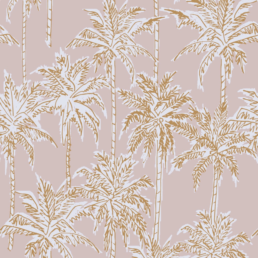 Let&#39;s Be Fronds Frosted Pink Full Scale wallpaper