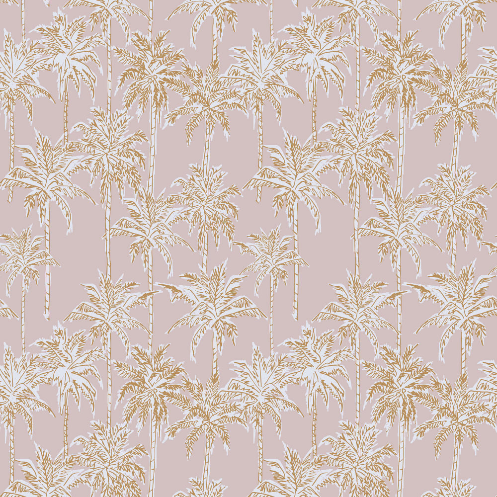 Let&#39;s Be Fronds Frosted Pink Half Scale wallpaper