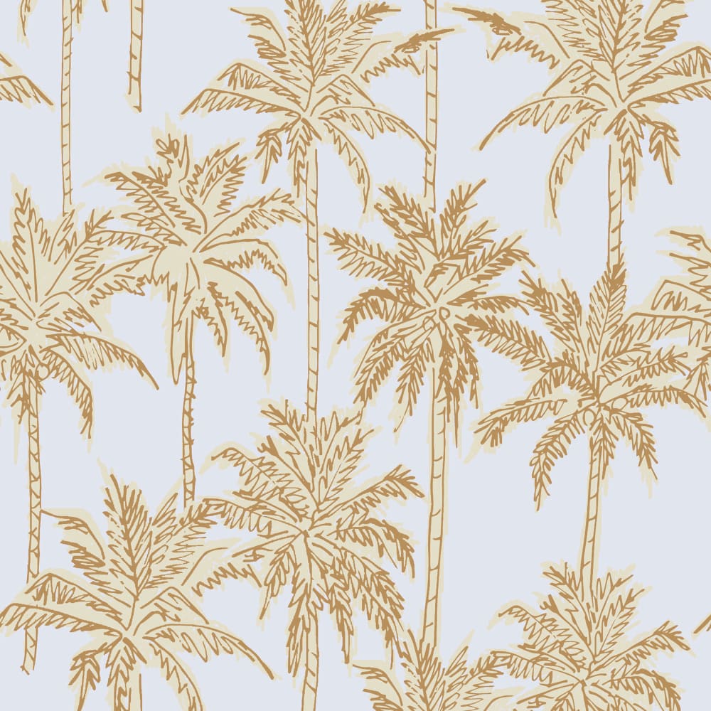 Let&#39;s Be Fronds Grey Gold Full Scale wallpaper