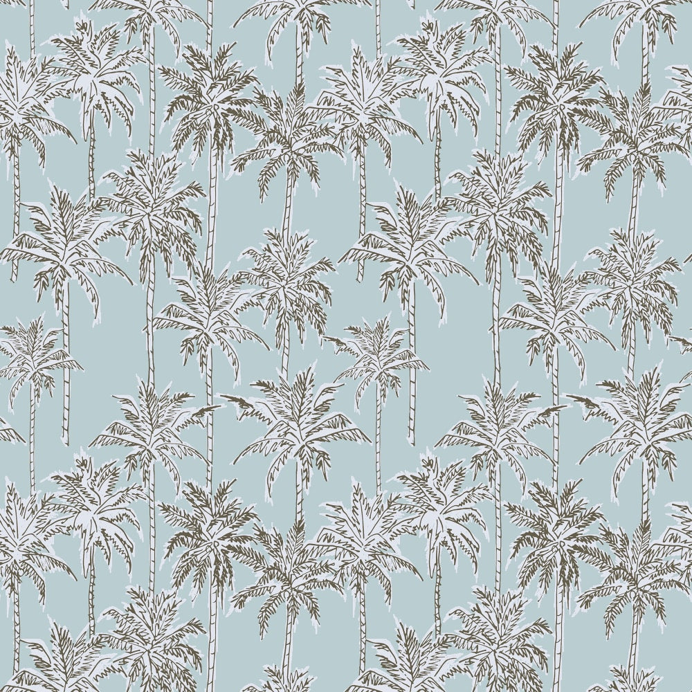 Let&#39;s Be Fronds Sea Mist Half Scale wallpaper