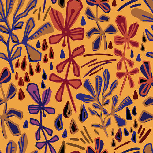 Petal Power wallpaper pattern in orange shades