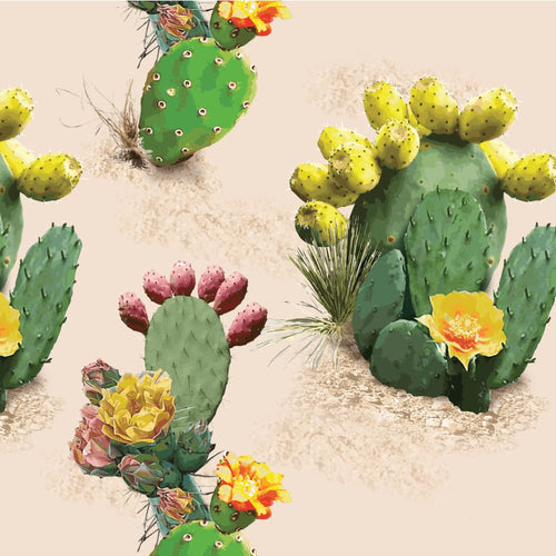 Prickly Pear wallpaper pattern in realistic colors