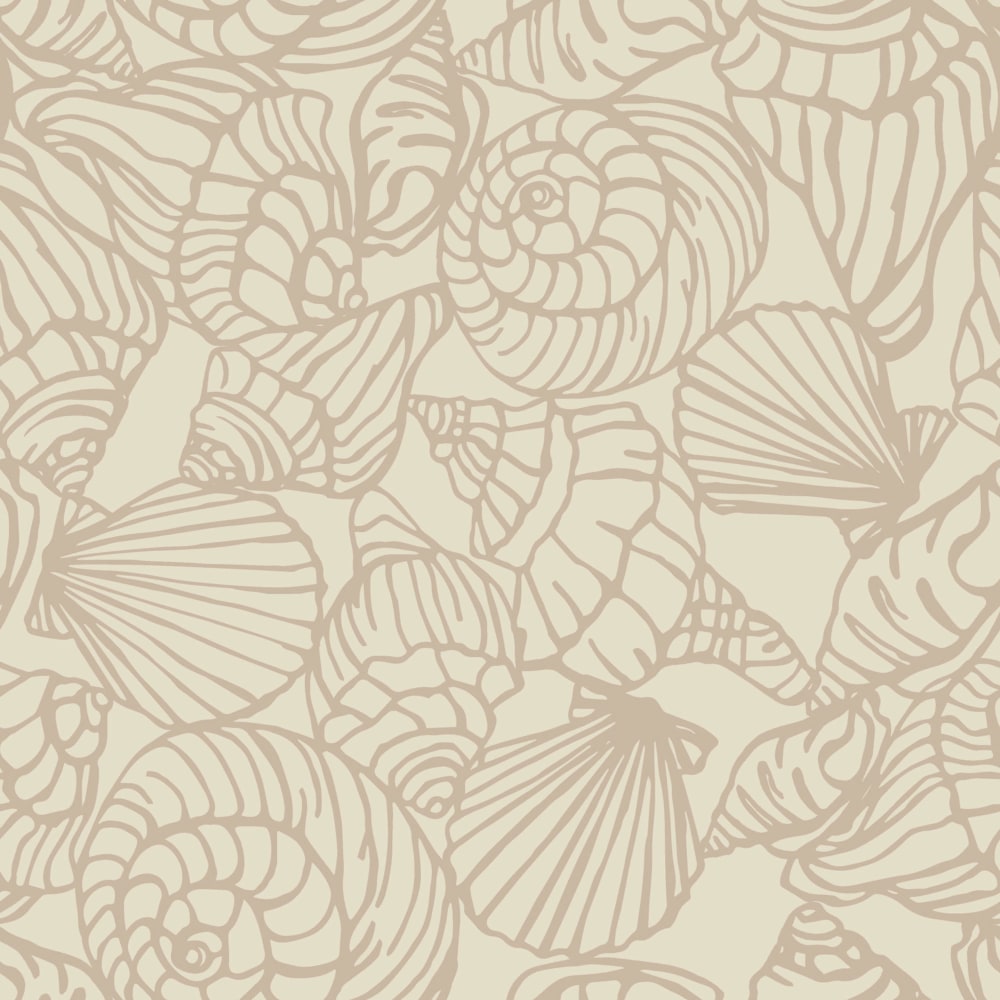 Shellfish wallpaper pattern full scale in sandy colors