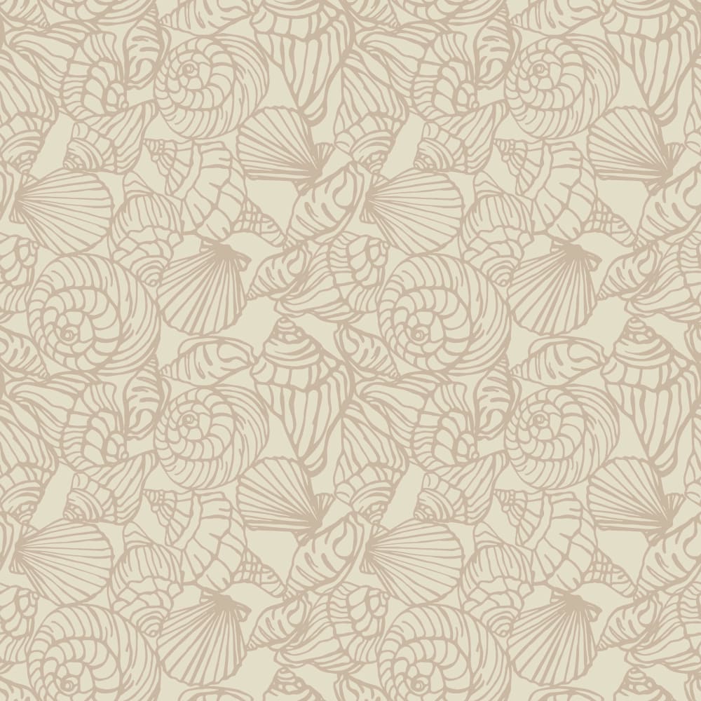 Shellfish wallpaper pattern half scale in Sandy colors