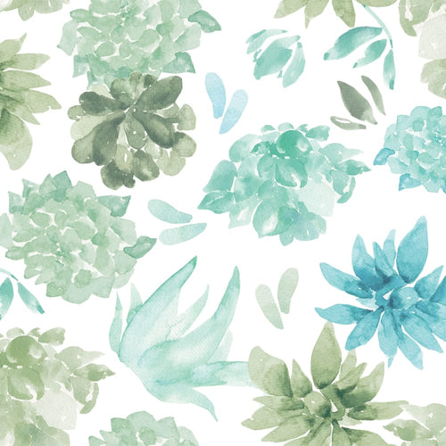 Stayin' Alive succulent wallpaper pattern in sage green and blue